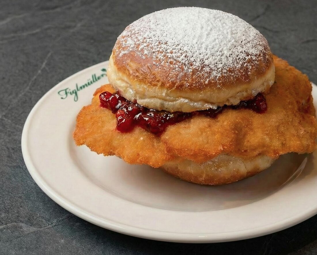 Figlmüller und Bäckerei DerMann präsentieren zum Fasching 2026 den „Wiener Krapfen“ mit Schnitzel und Preiselbeeren. Limitierte Wiener Spezialität am 17. Februar.