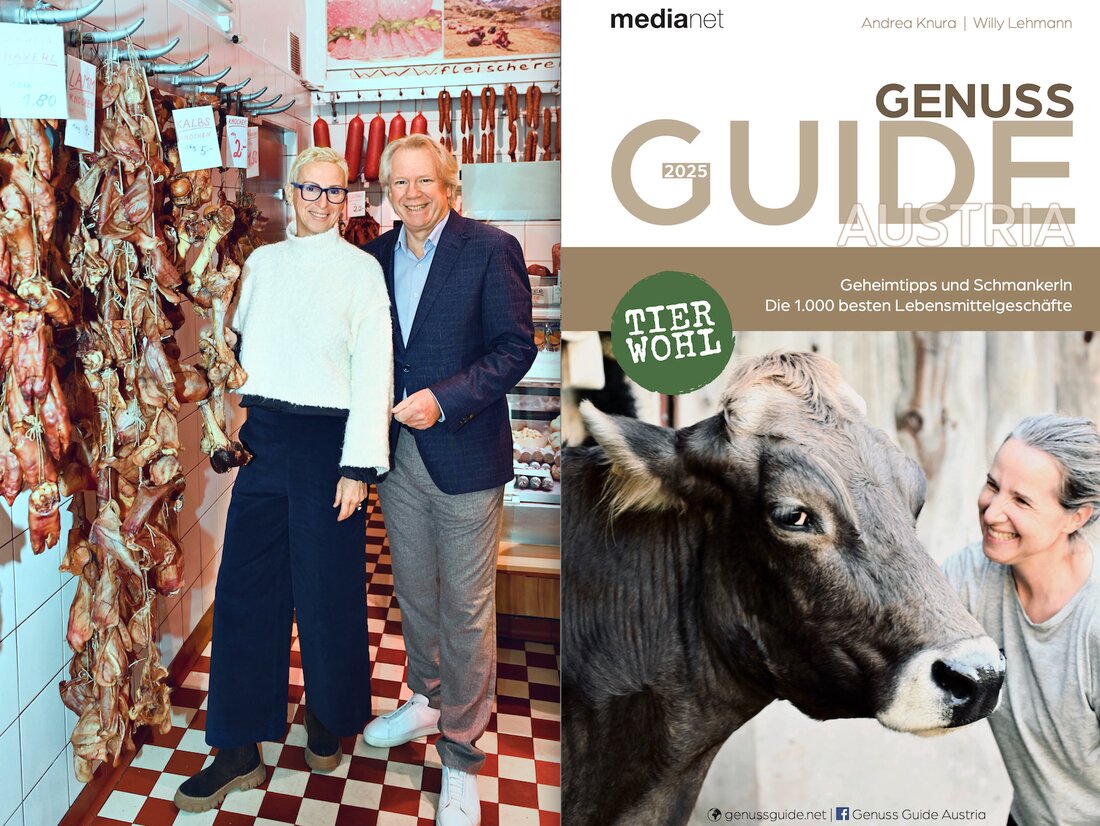 Mit ihrem Genuss Guide Austria führen Andrea Knura und Willy Lehmann die Feinschmecker zu den besten Adressen des Landes. Mit über 1.000 Empfehlungen
aus allen Bundesländern zeigt der Genuss Guide 2025, wie Genuss, Qualität und Nachhaltigkeit zusammengehen. Im Fokus steht heuer das Thema Tierwohl, das Betriebe auszeichnet, die Verantwortung und handwerkliche Spitzenqualität vereinen.