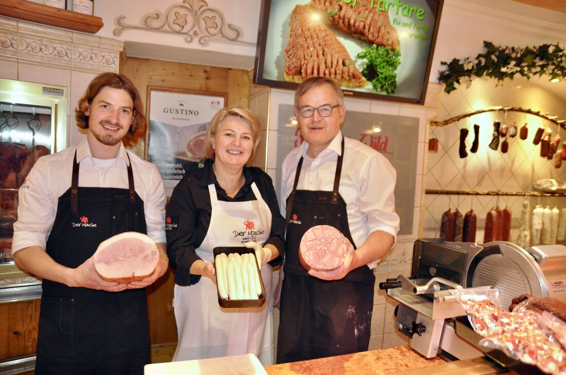 Die Salzburger Fleischerei Mache feierte dieser Tage ihr 100­jähriges Bestehen. Landeschef Wilfried Haslauer gratulierte. 