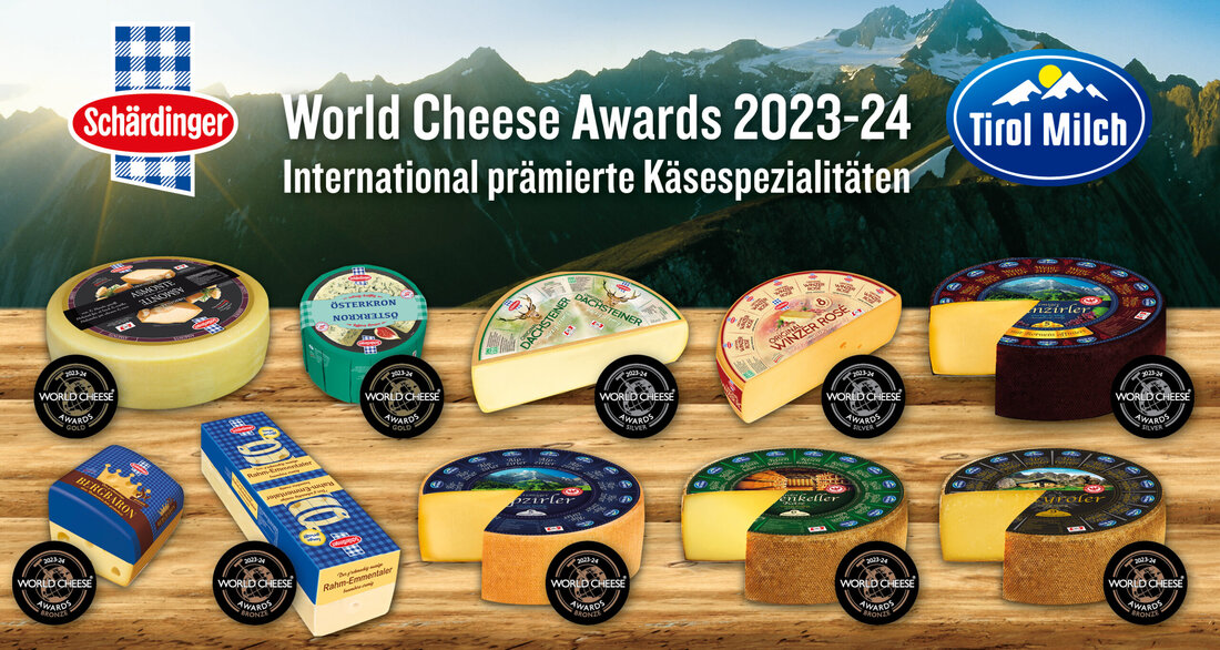 World Cheese Awards 2023: Die weltbesten Käse kommen aus Österreich. Schärdinger und Tirol Milch räumen in Trondheim ab. Hochwertige Milch und konsequente Qualitätsarbeit sorgen dafür, dass die Käsespezialitäten von Schärdinger und Tirol Milch im norwegischen Trondheim zu den Besten gekürt wurden.