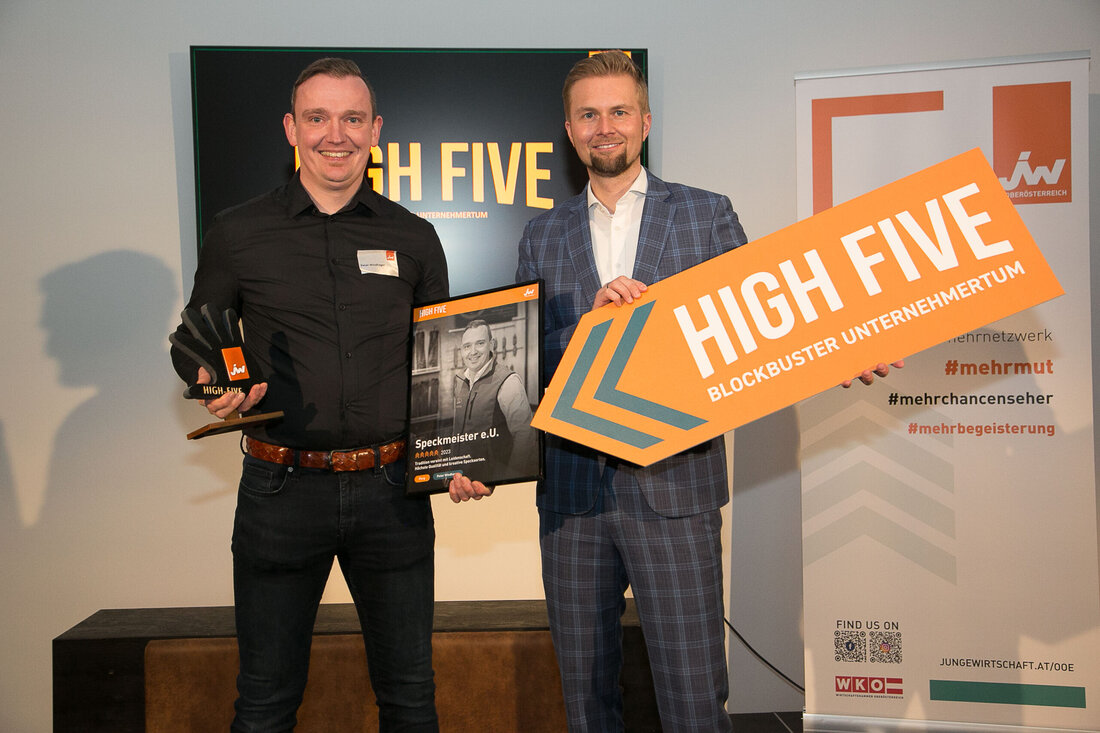 Der „Speckmeister” erhält eine weitere Auszeichnung. Die neue Initiative der jungen Wirtschaft OÖ „High Five” ehrte 18 Jungunternehmer.