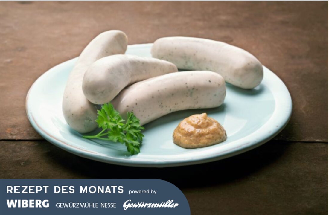 Rezept des Monats: Weisswurst Bavaria. „A Weißwuascht mit Brezn“ –
die bayerische Brühwurst gehört mittlerweile auch in Österreich
zum beliebten Standardprogramm in jeder Fleischerei. Und mit „Wiberg Weisswurst Bavaria“ gelingt’s auch einfach „guad boarisch“.