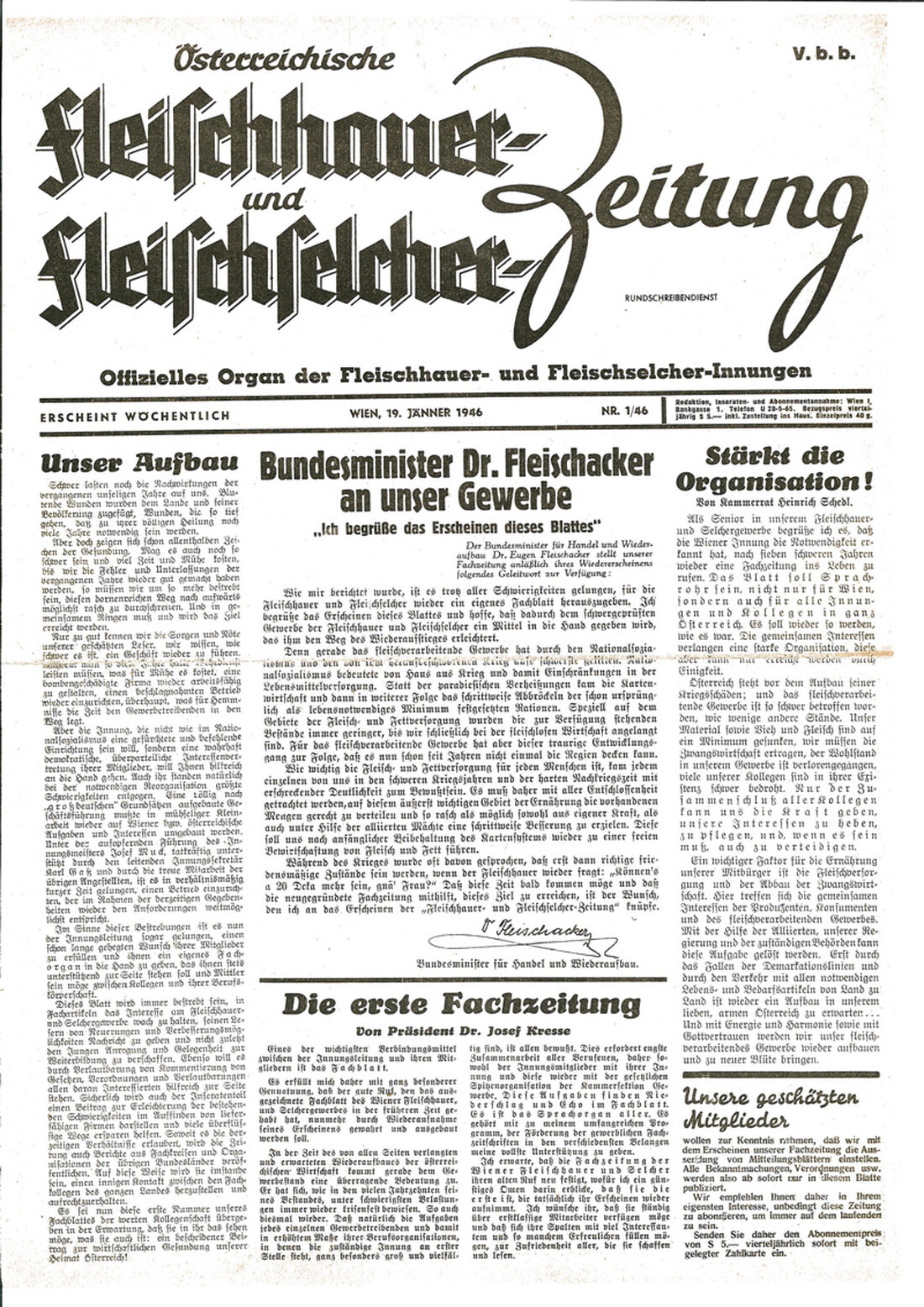 Es ist schon eine unglaubliche Geschichte, die die heimische Fleischbranche in den vergangenen sieben Jahrzehnten erlebt hat: Kriegsspuren und Versorgungsprobleme, Aufbruchsstimmung und Wirtschaftswunder, neue Rahmenbedingungen und Mitbewerber, Erfolge und Skandale. All das hat die Österreichische Fleischerzeitung seit 1946 dokumentiert und kommentiert und war dabei selbst von einem steten Wandel geprägt. Nach dem Motto „Wie wir wurden, was wir sind“ rufen wir die Meilensteine dieser Entwicklung in einer im Dezember 2016 erscheinenden Sondernummer in Erinnerung. Diese Jubiläumsausgabe bietet aber auch Inserenten einen vorzüglichen Rahmen, ihre eigenen Leistungen zu präsentieren. Mehr Informationen finden Sie hier