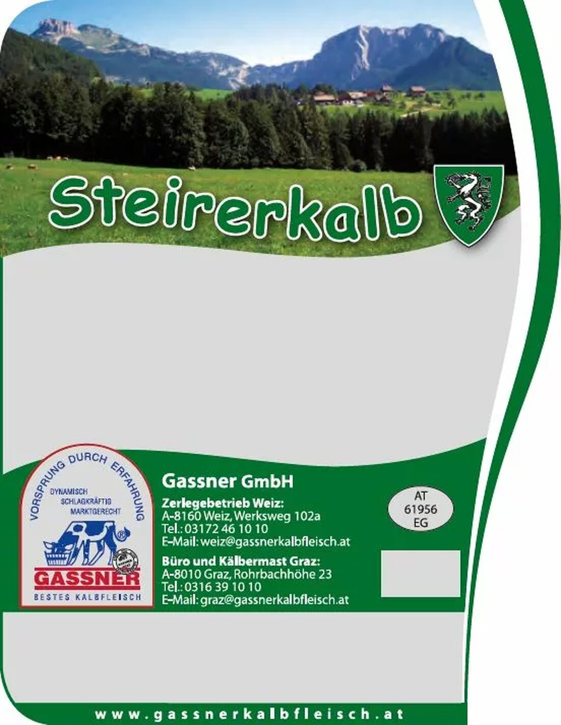 „Beim Steirerkalb knüpfen wir an das AMA-Gütesiegel an. Dabei wird zusätzlich der regionale Aspekt hervorgehoben. Die Kälber müssen zumindest in der Steiermark aufgezogen worden sein und werden in Weiz geschlachtet und zerlegt“, berichtet Franz Gassner, einer der größten Kalbfleischvermarkter Österreichs.