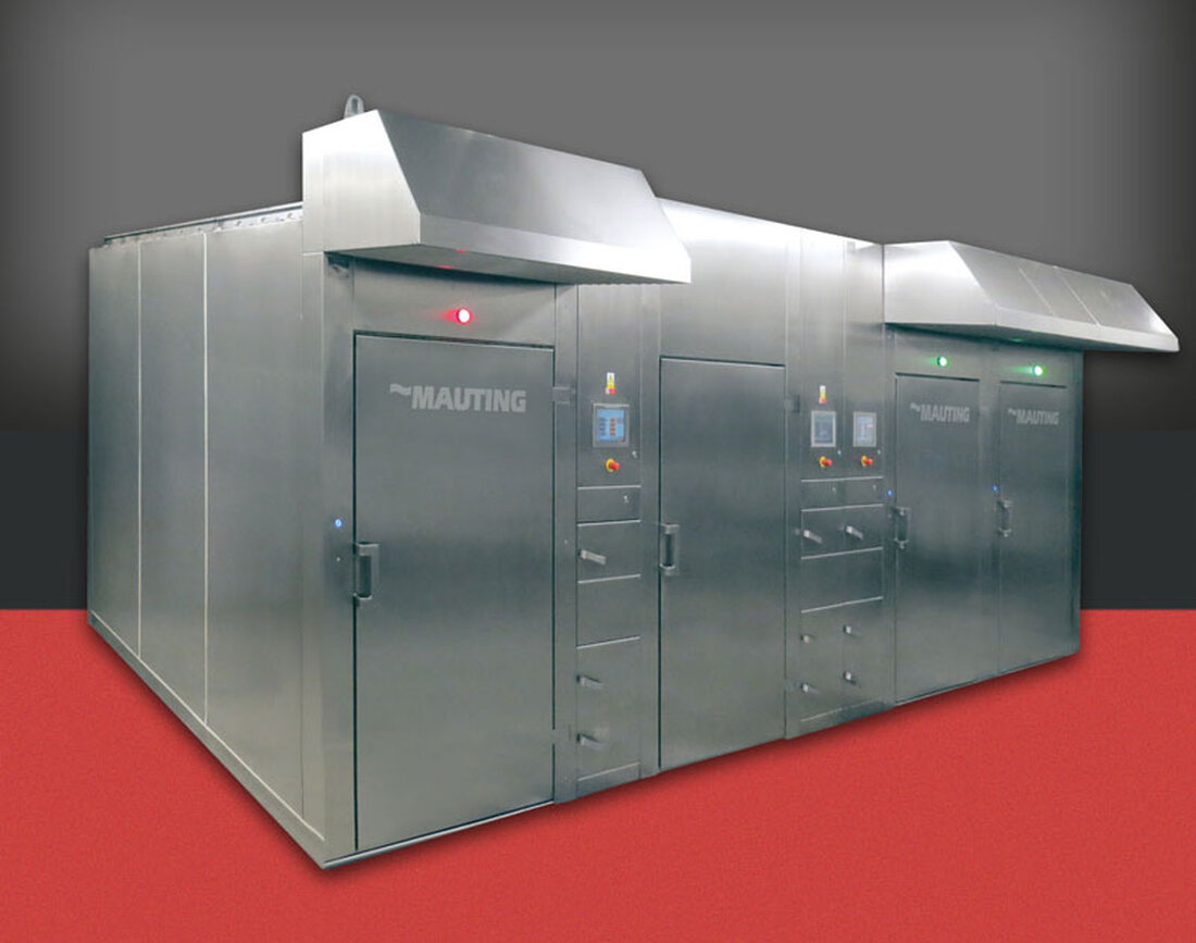 Die Räucherkammer „Compact“ von Mauting ermöglicht automatische Wärmebearbeitung von Wurstwaren wie Röten, Trocknung, Räuchern, Kochen und Braten.