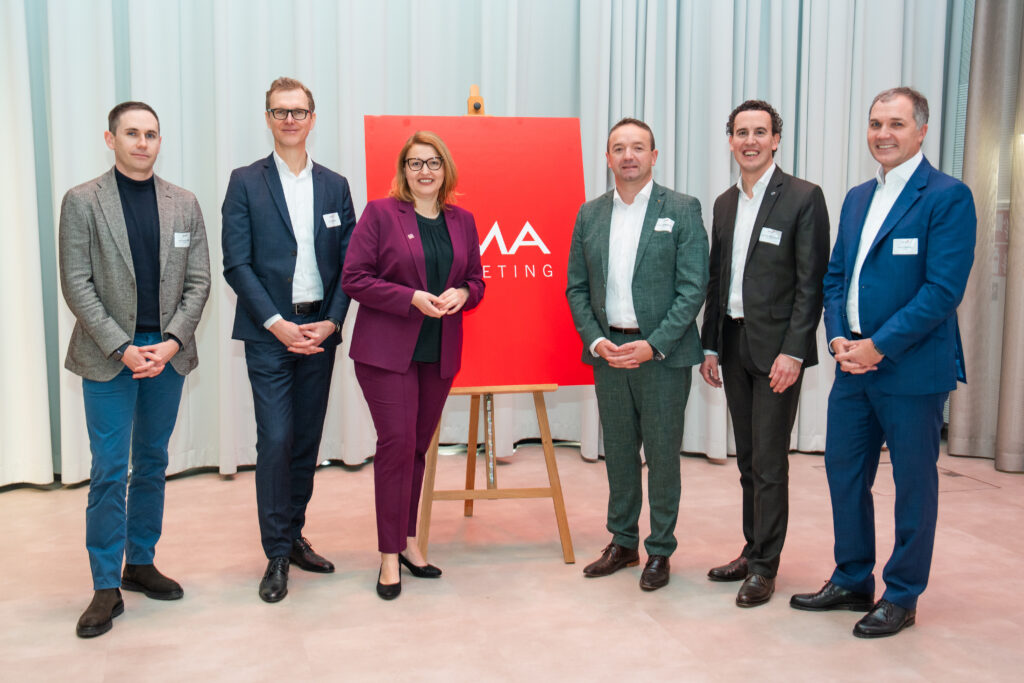 CEO Lidl Österreich Alessandro Wolf, Vorstand BILLA Erich Szuchy, AMA-Marketing GF Christina Mutenthaler-Sipek, Konzernleiter TANN Austria & TANN International Andreas Stieglmayr, Geschäftsführer Julius Kiennast Lebensmittelgroßhandel Alexander Kiennast, CEO Hofer KG Horst Leitner. Credit: AMA-Marketing/ Thomas Meyer