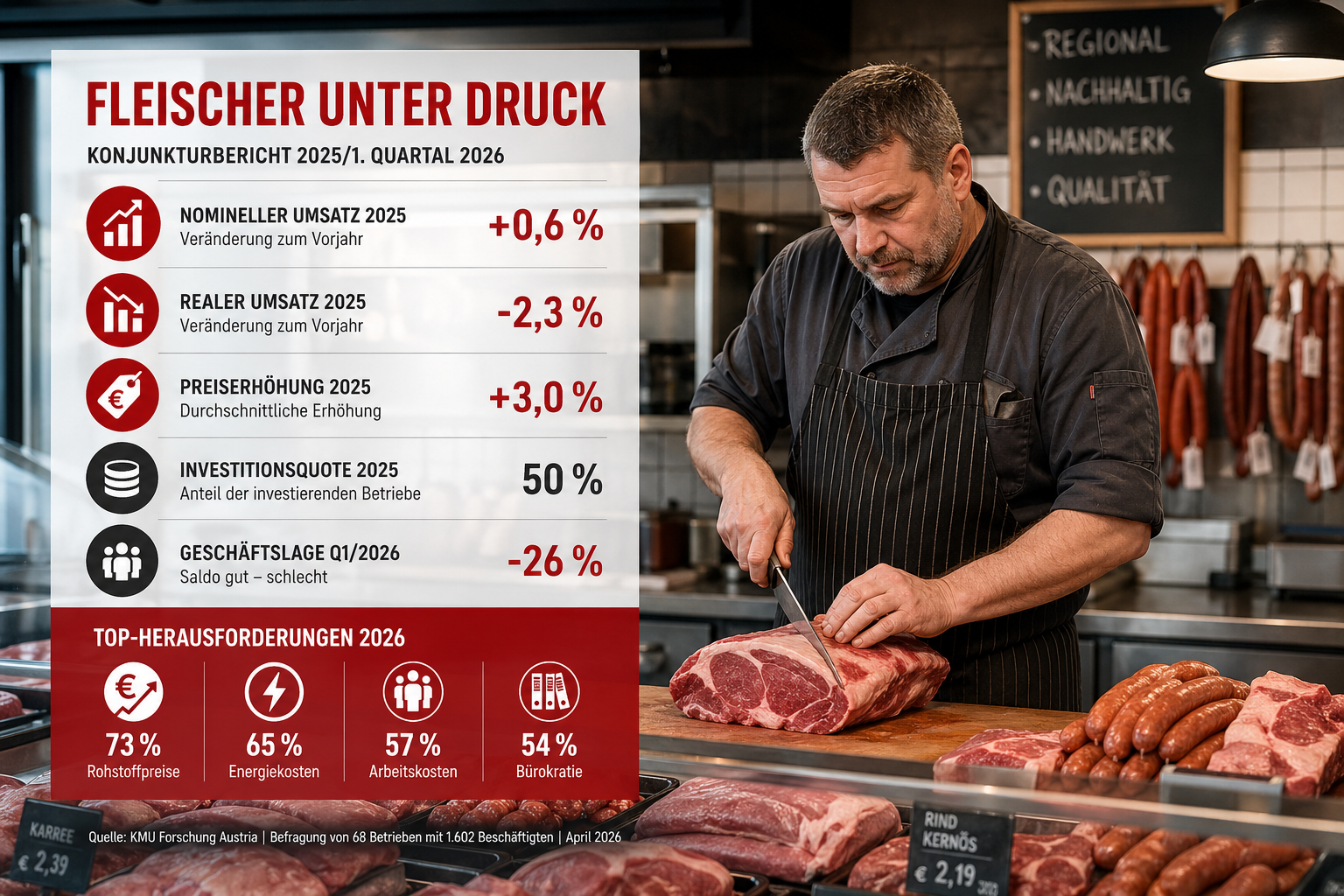 Konjunkturbericht: Fleischer verlieren Absatz trotz Preisanstieg