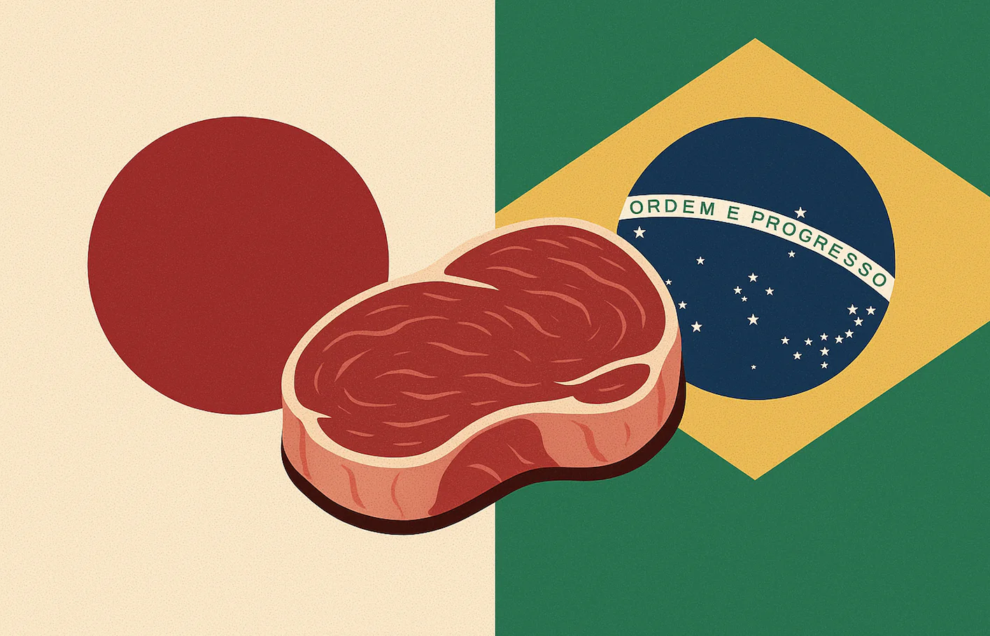 Brasilien darf neuerdings hochqualitatives Rindfleisch nach Japan exportieren. © Illustration erstellt mit Unterstützung von KI